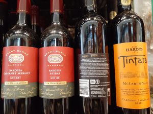 shiraz and cabernet lined up