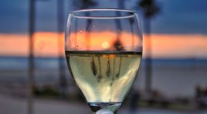 wine glass and sunset