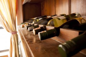 bottles of wine in a cozy room